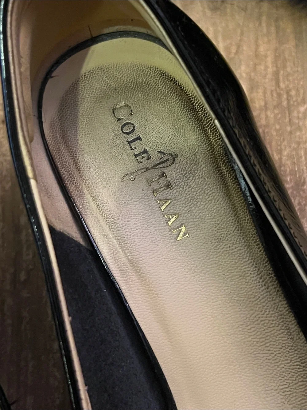 Patent leather wedges Cole Haan 7.5 wooden shoes heels Nike air